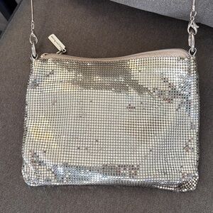 Whiting & Davis Silver Mesh Event Bag with Snake Chain Strap